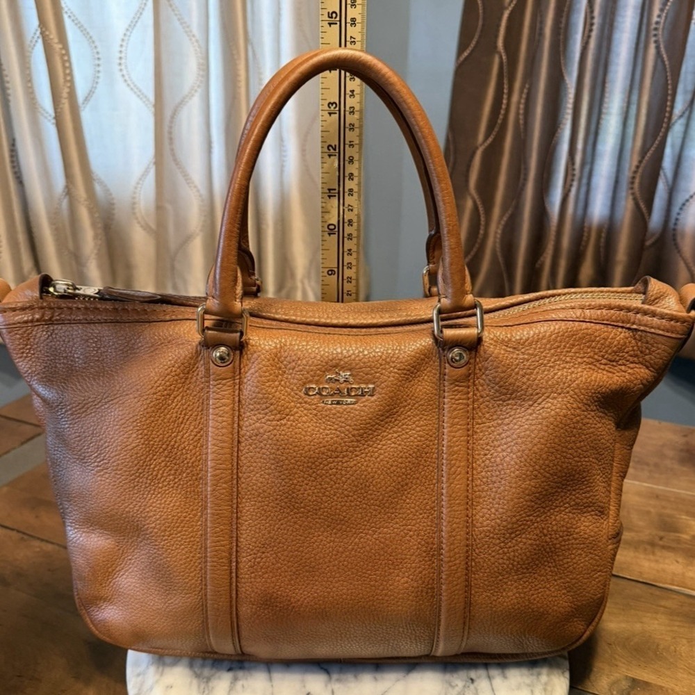 Coach Central Satchel F55662 Saddle Brown Pebbled Leather 14x9x5" Bag $395 MSRP! - Picture 15 of 16